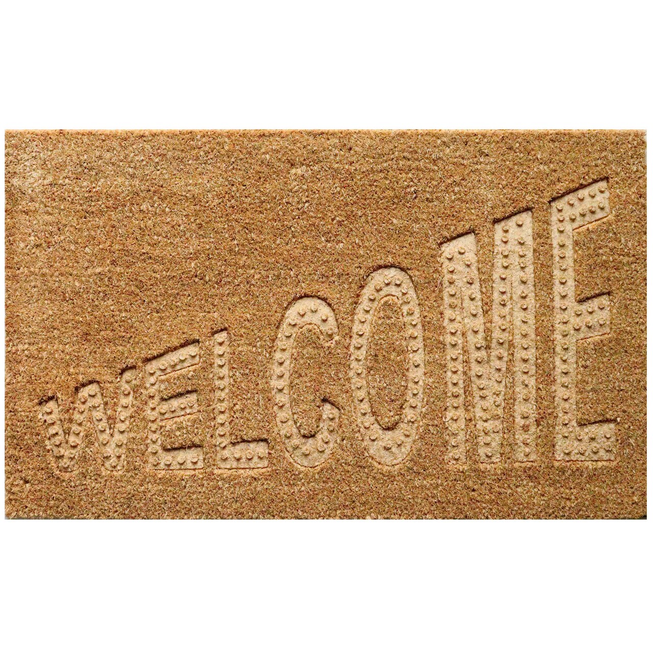 Gardenised Heavy Duty Coco Coir Doormat Non Slip PVC Baking Embossed Welcome Design Natural Coconut Fiber Floor Mat for Front Door Porch Patio Entryway Garage Mudroom & Outdoor Use 18x30"